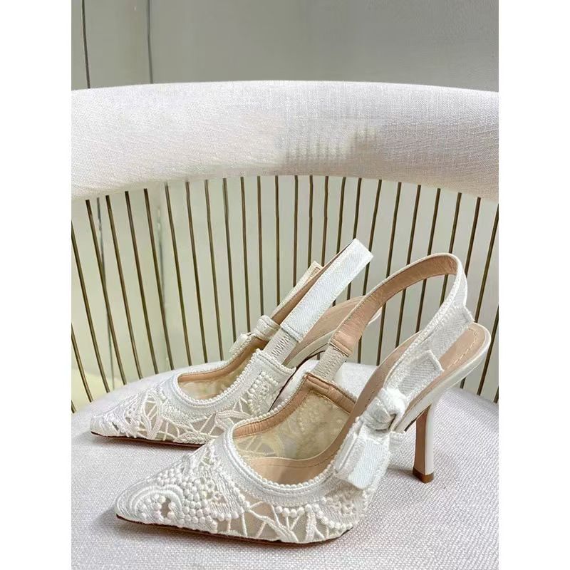 Scarpe con tacco a gattino, sandali chiusi con fiocco, punta affilata ricamata, pizzo idrosolubile, tacchi alti da donna_voghion.com