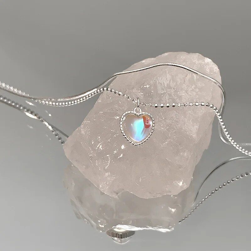 2025 Nieuwe aankomsten Kpop Hart Frans Geluksboon Liefde Sleutelbeenketting Koreaans Eenvoudige dubbele laag Ketting Vrouwelijke Hanger voor Vrouwen_voghion.com