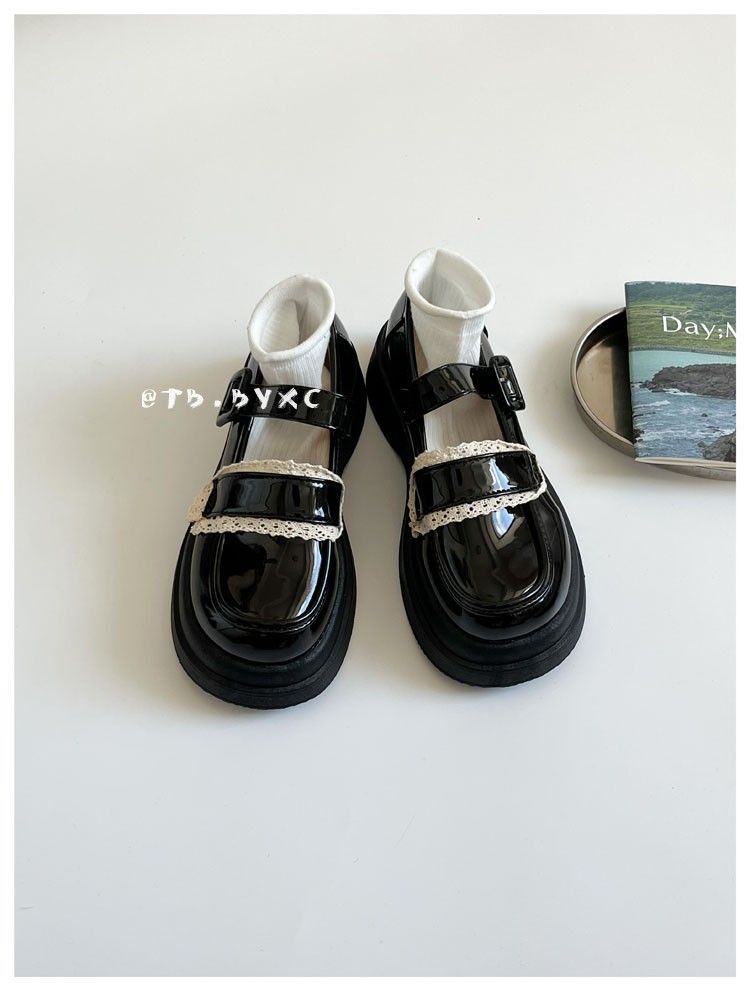 Plattform Loafers Retro Runde Kopf Student Spitze_voghion.com