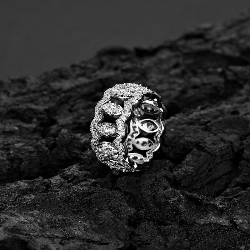 Anello unisex in zircone, versatile e alla moda, stile cubano hip hop._voghion.com