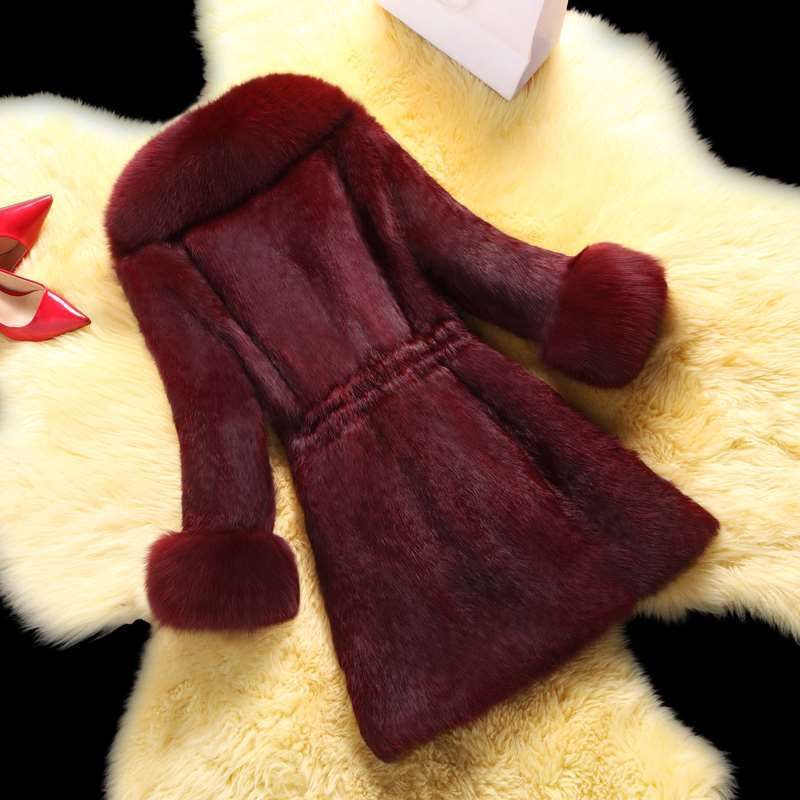 Elegante cappotto in pelliccia sintetica per donne dai 40 ai 50 anni, capospalla invernale di media lunghezza, misto pelliccia di visone e coniglio, caldo ed elegante._voghion.com