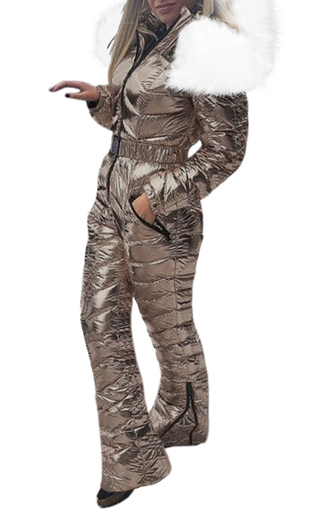 Women's clothing casual sports hooded warm one-piece ski clothing cotton clothing_voghion.com