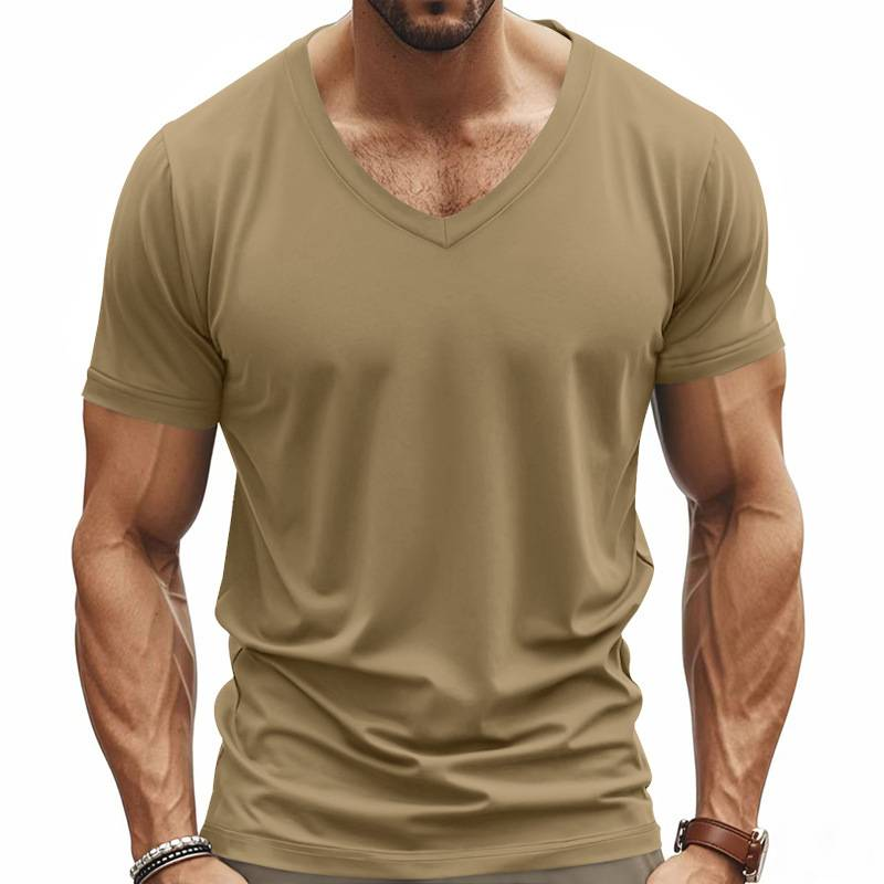 Trendiges, schnelltrocknendes, atmungsaktives, lässiges, sportliches und individuelles T-Shirt mit V-Ausschnitt für Herren im Frühling und Sommer_voghion.com