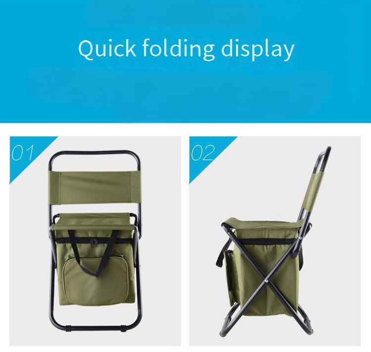 Portable Folding Chair With Cooler Lightweight Camping Chair With Backrest For Fishing Picnic Travel Insulated Ice Bag Stool_voghion.com