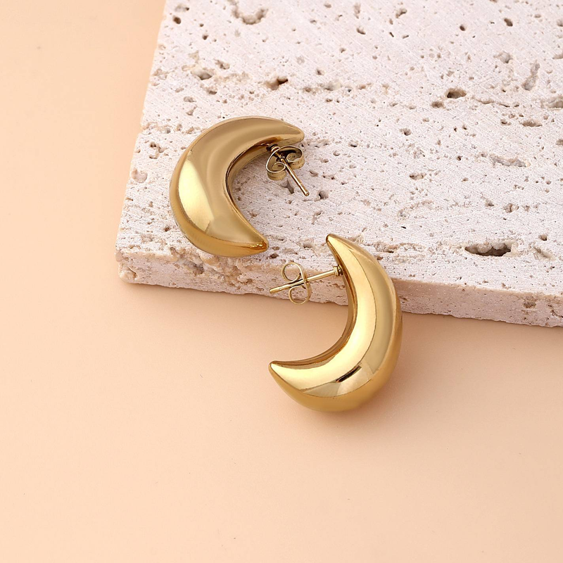 Orecchini a forma di mezzaluna semicircolare cavi da donna, orecchini geometrici lucidi in stile semplice, orecchini di alta qualità dal temperamento alla moda._voghion.com