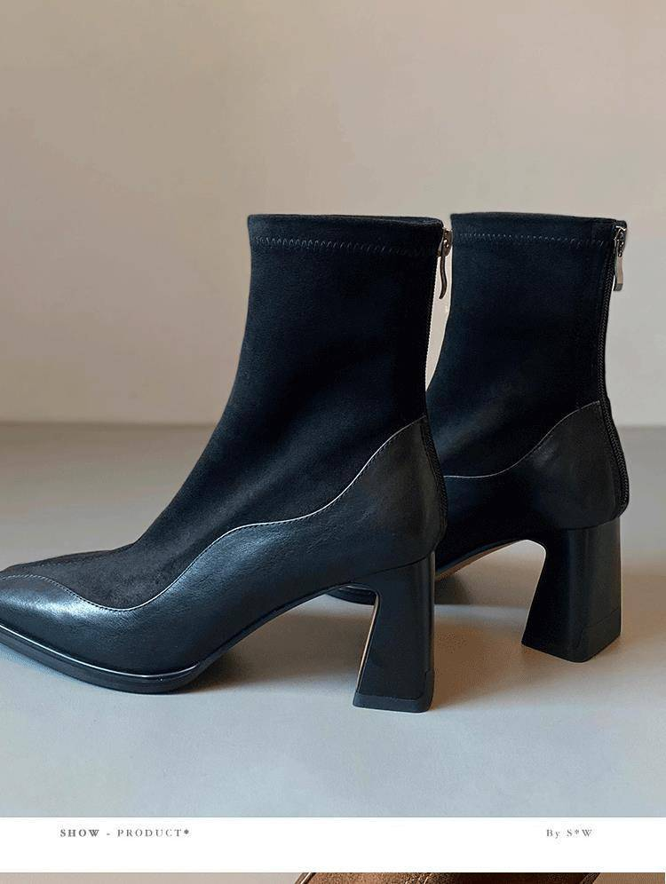 Botas francesas Mary Jane, novas, outono/inverno 2025, botas Martin de um pé, elásticas e elegantes, cabeça quadrada, salto quadrado, botas slim_voghion.com