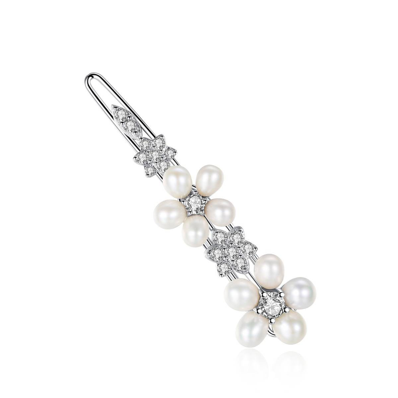 Women's Jewelry Pearl Hair Clip With AAA Freshwater Pearls And Zircon Flower Design, Elegant Hair Accessories For Women Clip Side Clip_voghion.com