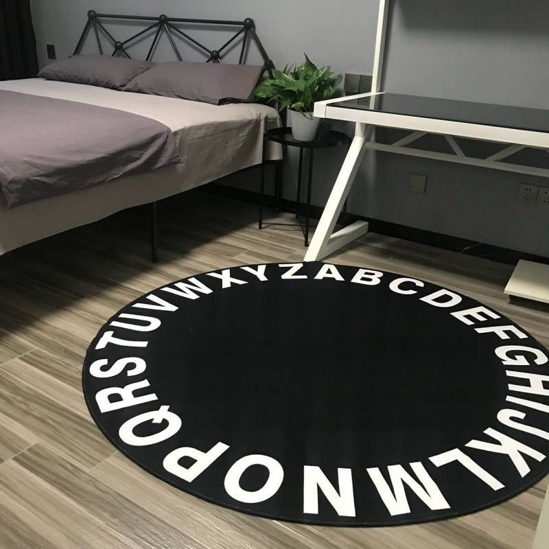 Moderne runde Stuhlmatte für Büro und Zuhause – weicher, rutschfester Schreibtischstuhlteppich aus Polyester in Schwarz, maschinenwaschbar, mehrere Größen für Stühle mit Rollstuhl_voghion.com