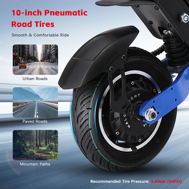 Halo Knight T108 28.8Ah 1000W Dual Motor Faldable Electric Scooter 65KM/H Max Range 55KM On-Road Tire E-scooter With Suspension_voghion.com