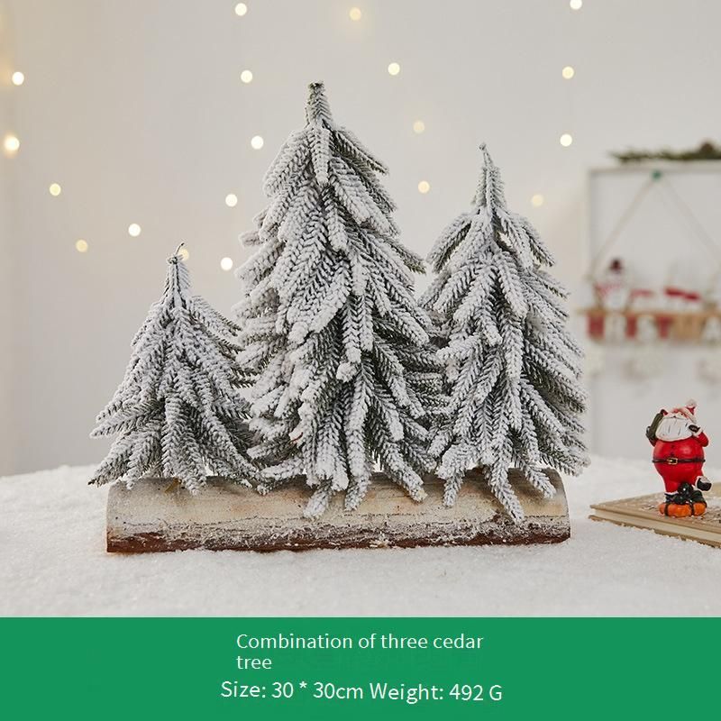Elegant PE Snowy Pine Tree Decor – Frosted Mini Christmas Trees For Tabletops, Shop Displays & Luxury Jewelry Store Styling_voghion.com
