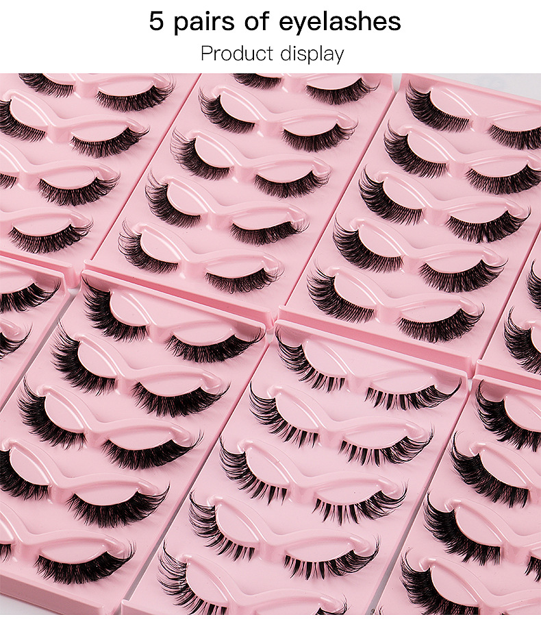 Beauty Health 5 Paar schräge falsche Wimpern im Flying Fox-Stil, natürlich, dick, gewellte Wimpern, simulierte Katzenaugen-Wimpern_voghion.com
