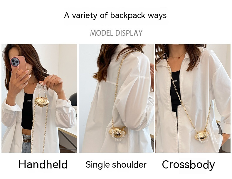 Mini 2024 Été Nouveau sac en coquille d'œuf en métal Sac de banquet de mode européenne et américaine Sac à bandoulière à bandoulière unique Sac pour femmes élégant_voghion.com