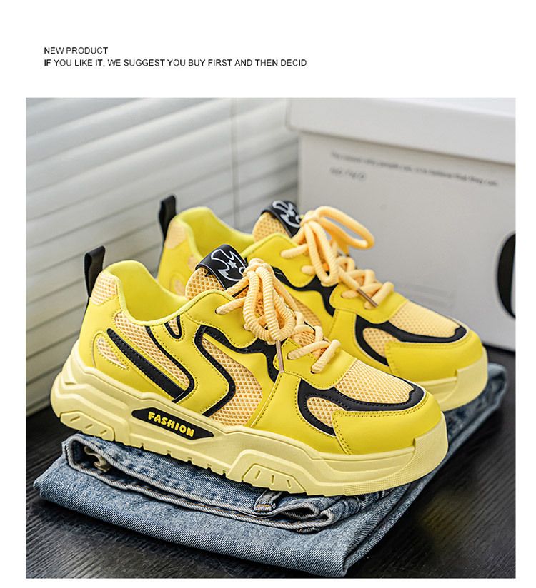 Herbst Herren Neue Atmungsaktive Mesh Weiß Vielseitige Dick-Sohle Sneakers Casual Board Dad Trendy Schuhe_voghion.com