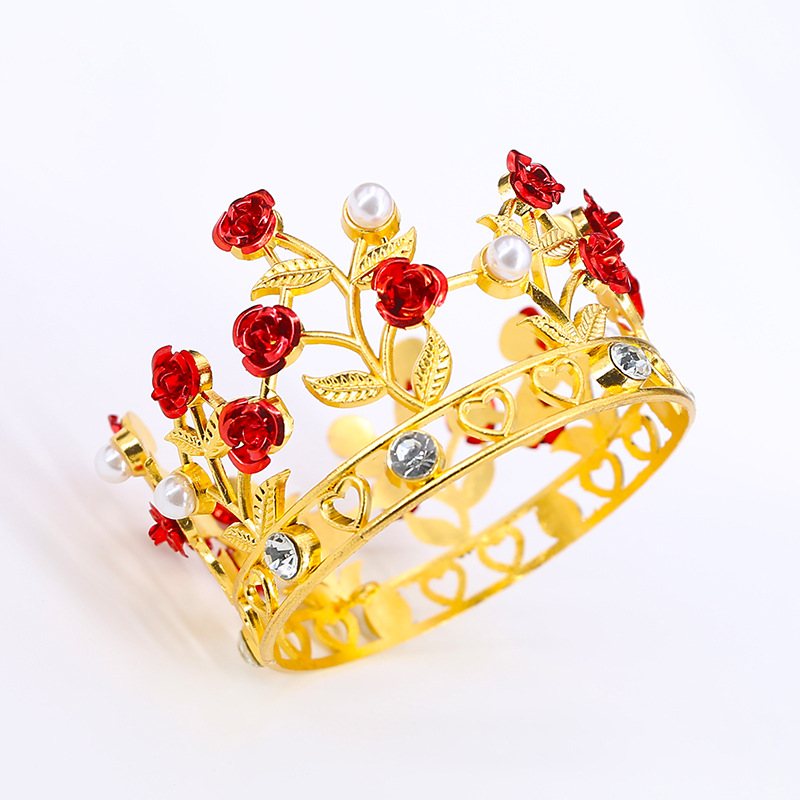 Copricapo da sposa in lega con corona di fiori di compleanno transfrontalieri originali, corona di fiori, foglie rotonde per bambini, corona di rose_voghion.com