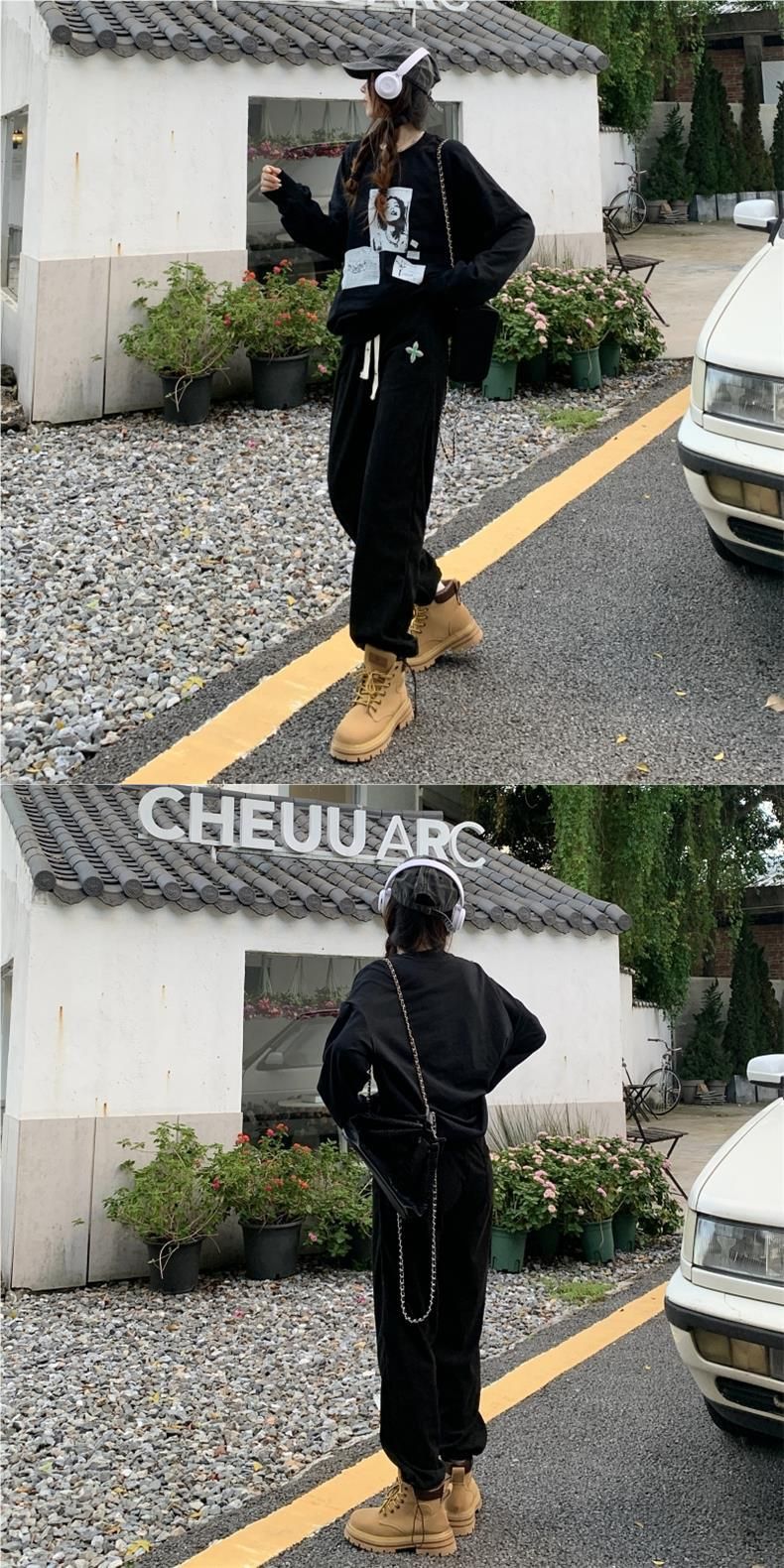 6017 # Corduroy Autumn Korean Edition New Work Wide Women's Leg Tight Pants_voghion.com