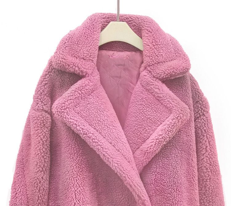 Damenbekleidung Wollmantel langer Mantel Teddybärfell langer Mantel_voghion.com