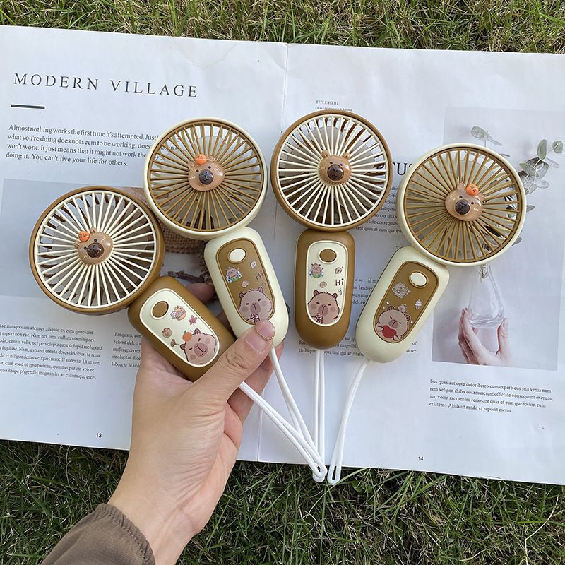 New Capibara Handheld Portable Summer Outdoor Personal Student USB Rechargeable Mini Fan_voghion.com