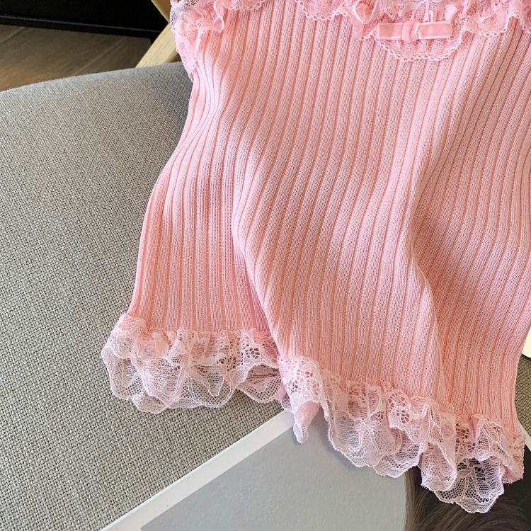 Damenbekleidung Real Shot Spot Sommer Neue kurze Spitze Pure Desire Style Süße heiße Mädchen Eis Seide gestrickte Leibchen Weste weiblich_voghion.com