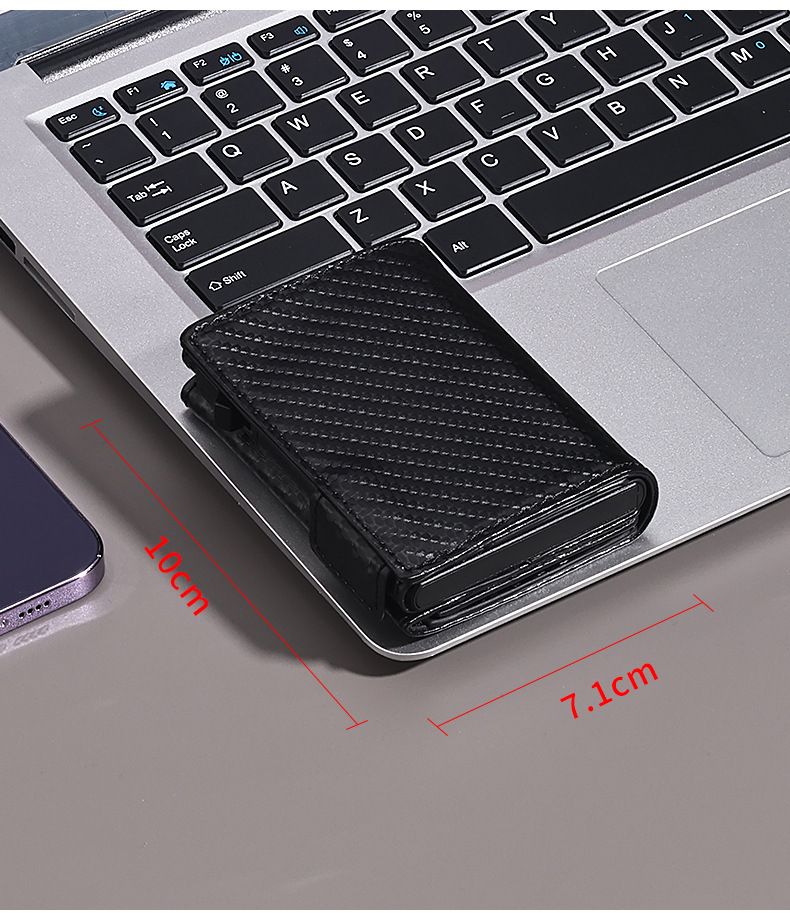 Cartera antirrobo RFID para mujer, compacta y portátil, de metal, con múltiples ranuras para tarjetas._voghion.com