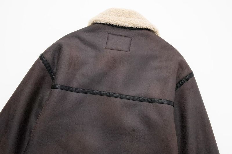 Frauen mit Gürtel doppelseitige Lederjacke Pelzmantel_voghion.com