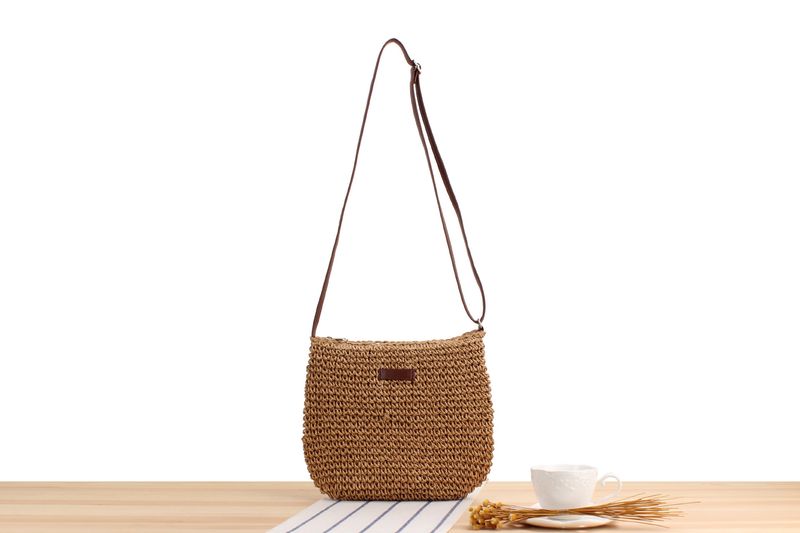 Borse da donna One Piece Drop Shipping Niche Pendolari Borsa a tracolla intrecciata Stile Moda Borsa da spiaggia Casual Borsa intrecciata in corda di carta_voghion.com