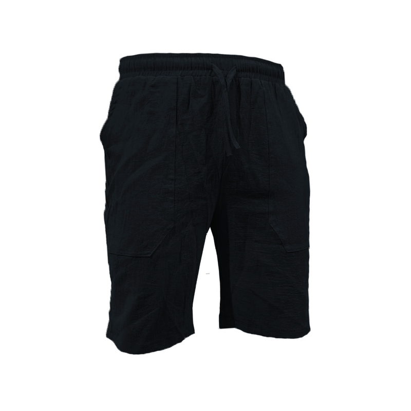 2025 Summer Men's Solid Color Fifth Pants Casual Shorts Drawstring Breathable Beach Pants Cotton Linen Sports Shorts Male Clothing_voghion.com