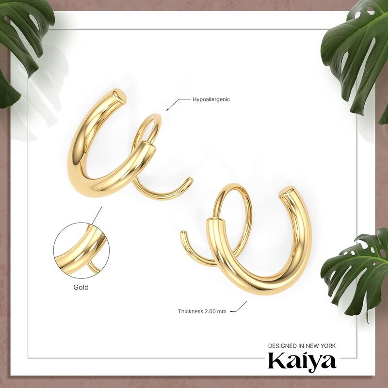 14K Helix Spiral Ohrringe, Doppel Piercing Ohrringe, Winzige Twist Ohrringe für Frauen_voghion.com