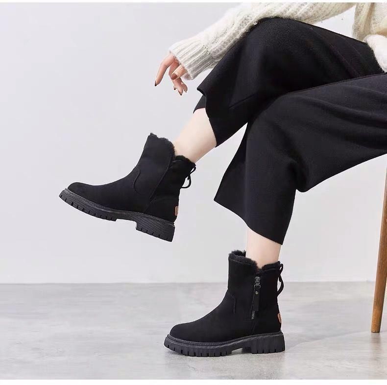Bottes d'hiver pour femmes en coton épais et chaud avec fourrure_voghion.com
