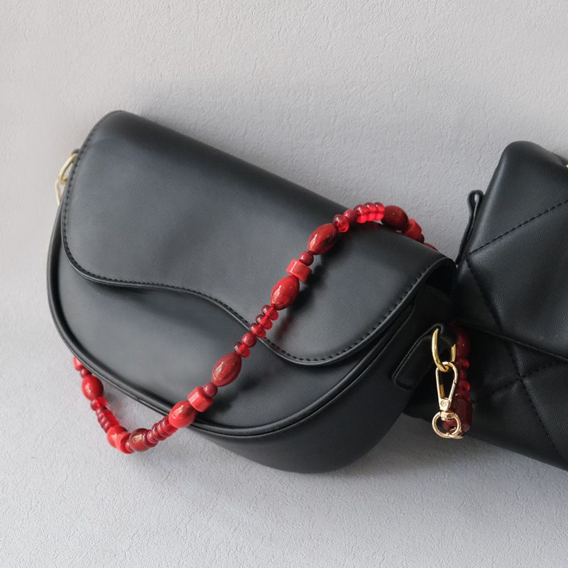 Acrylic Bead Fashion Red Beaded Accessories Shoulder Crossbody Lanyard Bag Strap Phone Chain_voghion.com