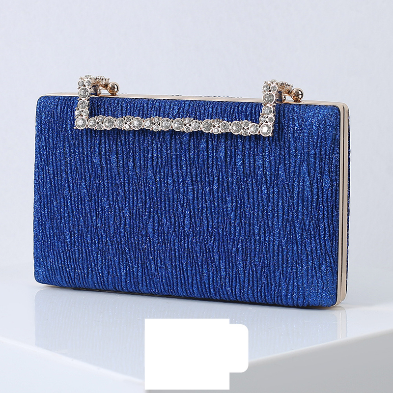 pleated dinner bag studded with diamonds bridal bag banquet ladies chain clutch bag one piece drop shipping_voghion.com