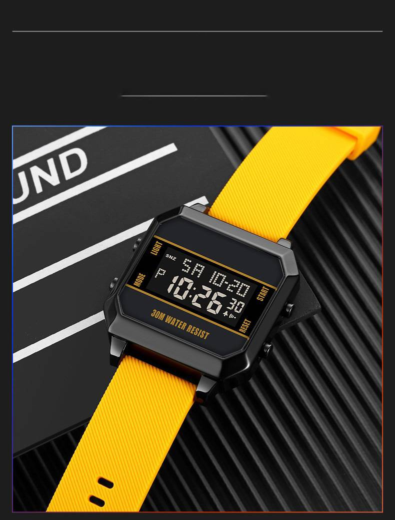 Square Men's Sport Digital Wrist Watch Big Numbers Dial Waterproof LED Electronic Watches with Alarm Date Stopwatch 12/24H_voghion.com