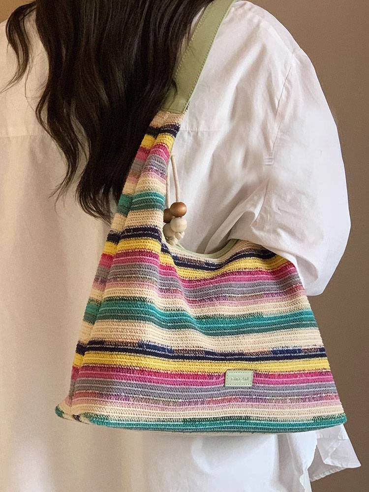 South Wind Chio2nd Rainbow Hatot Bag Dames 2024 Nieuwe Seaside Geweven Tas met Grote Capaciteit Schoudertas_voghion.com