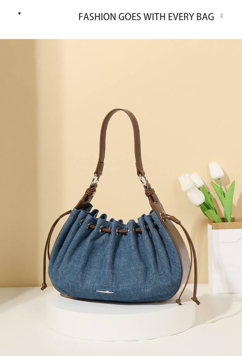 Vintage-Inspired Small Design Drawstring Tote Bag for Women - Crescent Shape Underarm Bag, Versatile Crossbody or Shoulder Backpack_voghion.com