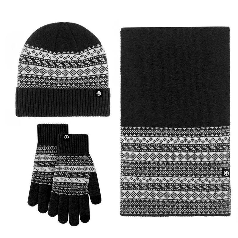 Eșarfe pentru femei, mănuși tricotate, eșarfă, pălărie, set trei piese din lână, cald, rezistent la frig, eșarfă cu bile de lână, set trei piese_voghion.com