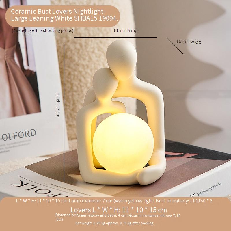 Dom Ogród Figurka Sztuka Para Ozdoby Mała Lampka Nocna Dom Salon Sypialnia Wejście Dekoracja Prezent Urodzinowy_voghion.com