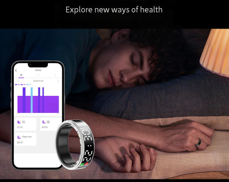 Nuovo SR08 Smart Activity Tracker con schermo touch, anello intelligente per la salute, monitoraggio del sonno, frequenza cardiaca e ossigeno nel sangue_voghion.com