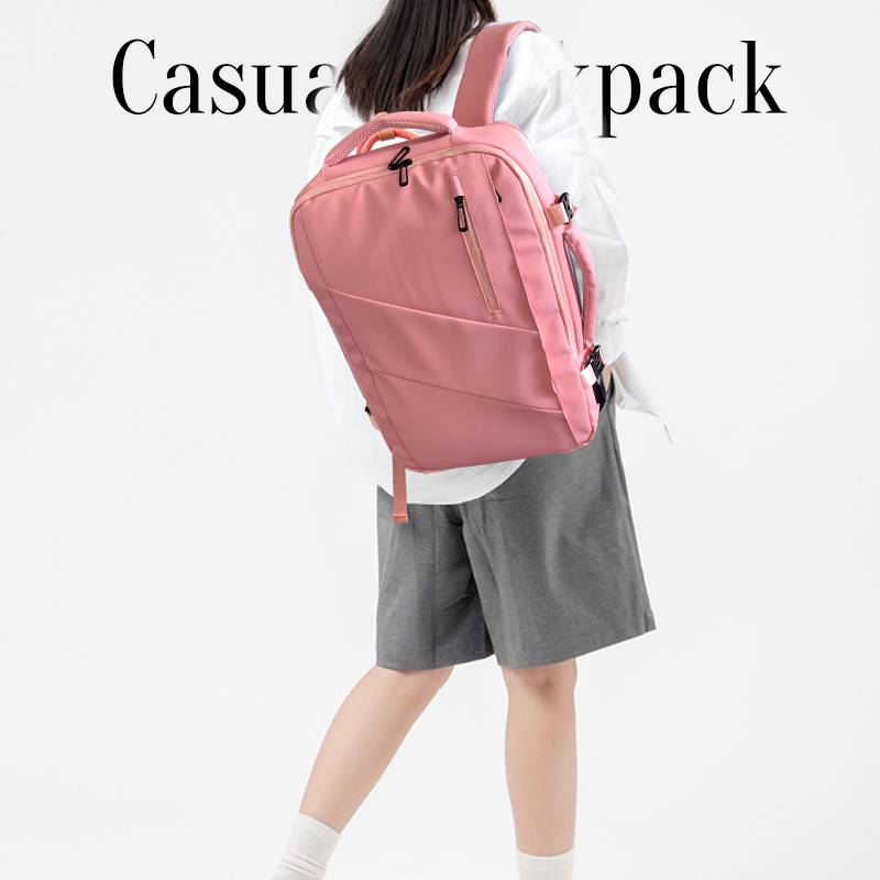Large Capacity Solid Color Multi-layer Men's And Women's Laptop Bag Backpack Student Backpack_voghion.com