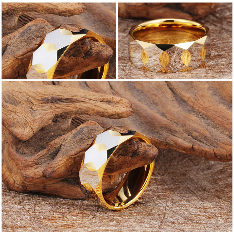 Anello in acciaio al tungsteno con design geometrico a taglio diamante, unisex, stile dichiarazione, taglie da 7 a 13_voghion.com