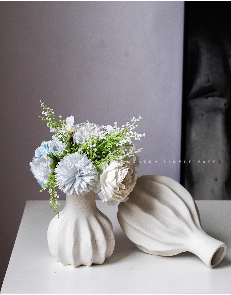 Weißes Keramikvasen-Set mit Kürbis-Design – elegantes Wohndekor für festliche Geschenke, Blumenarrangement-Mittelstück im europäischen Stil_voghion.com