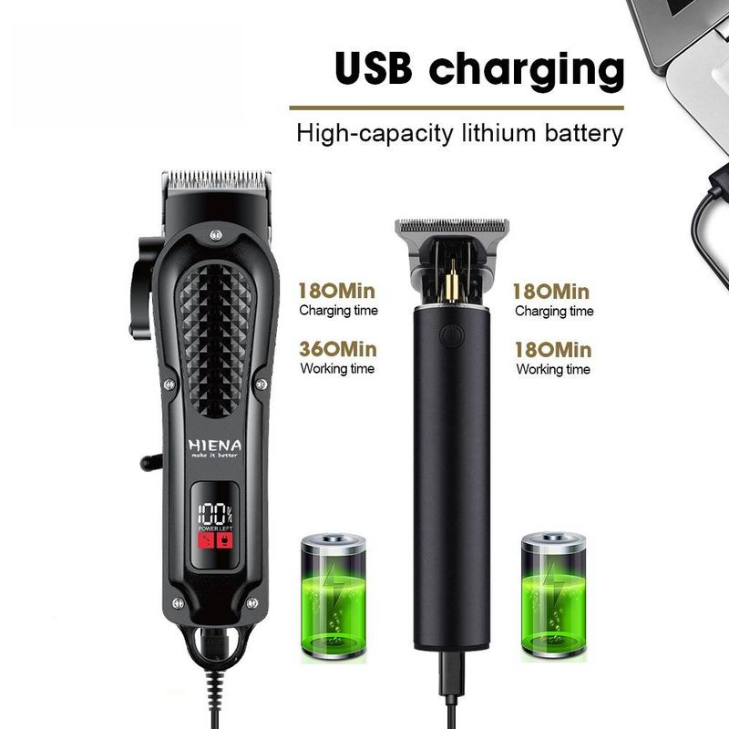 Professional Hair Clipper Kit – USB Rechargeable Cordless Hair Trimmer With LCD Display, Detachable Blades & Multiple Comb Attachments_voghion.com