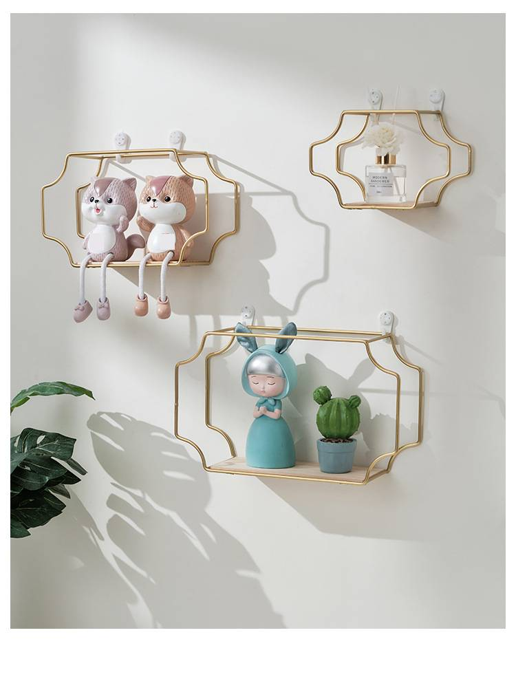 Mensola da parete in ferro rustico – Mensole sospese senza foratura per soggiorno, camera da letto e bagno (set da 3)_voghion.com