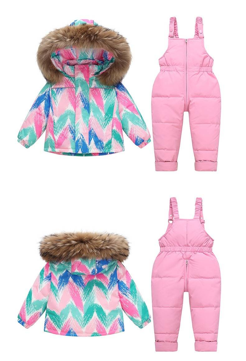 Premium Kids' Snow Ski Overalls With Hood - Warm Winter Padded Jumpsuit For Toddlers (80-120cm) - Soft Nylon Shell & 90% White Duck Down_voghion.com