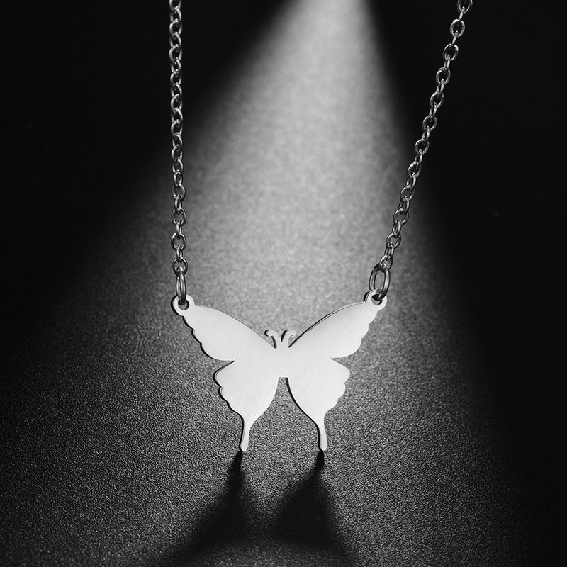 Mode roestvrij staal goud zilver kleur vlinder hanger ketting voor vrouwen sieraden kerstcadeau_voghion.com