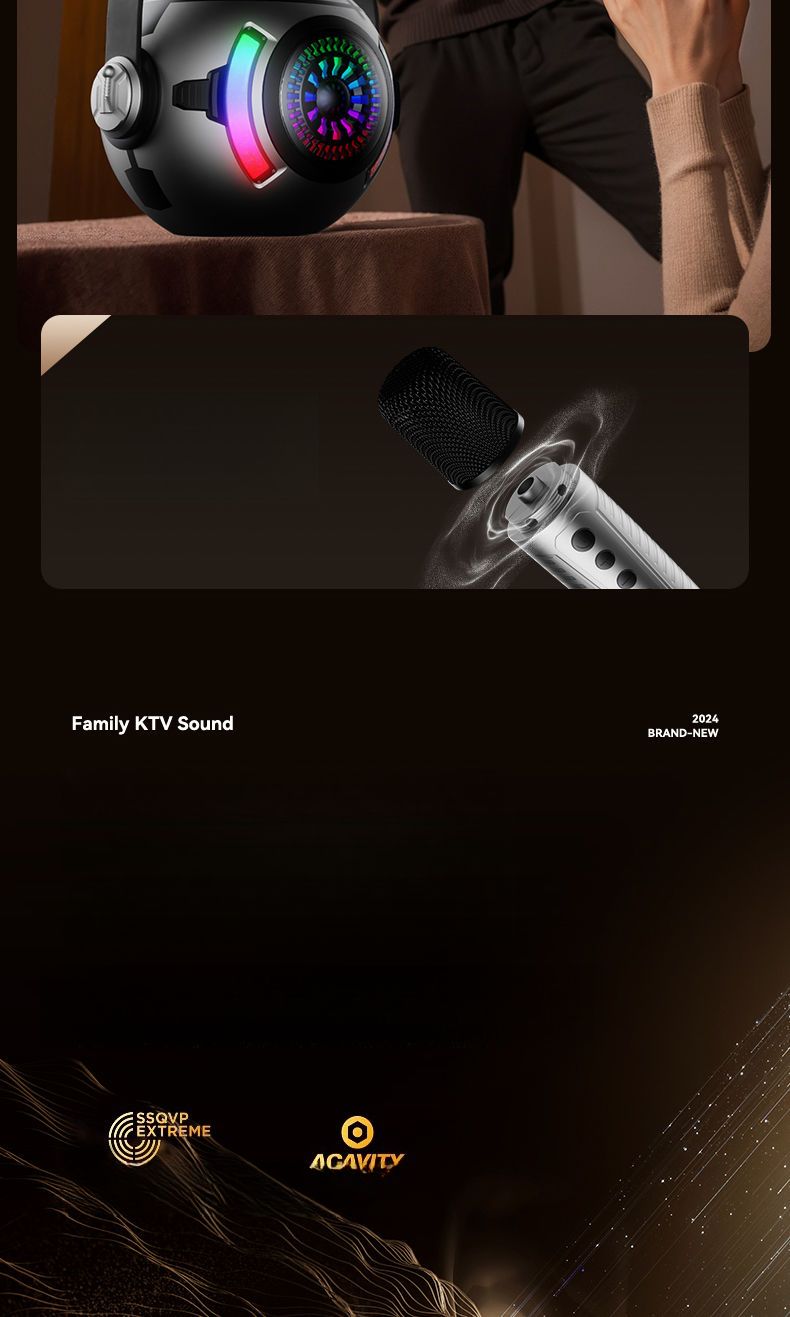 Drahtloses Bluetooth-Mikrofon für Zuhause, Outdoor, KTV, tragbarer Hi-Fi-Singlautsprecher, bunte Neonlichter_voghion.com