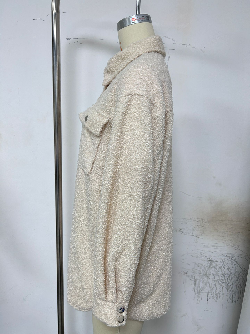 Abbigliamento da donna Camicia a maniche lunghe con risvolto ampio casual in lana nuova_voghion.com