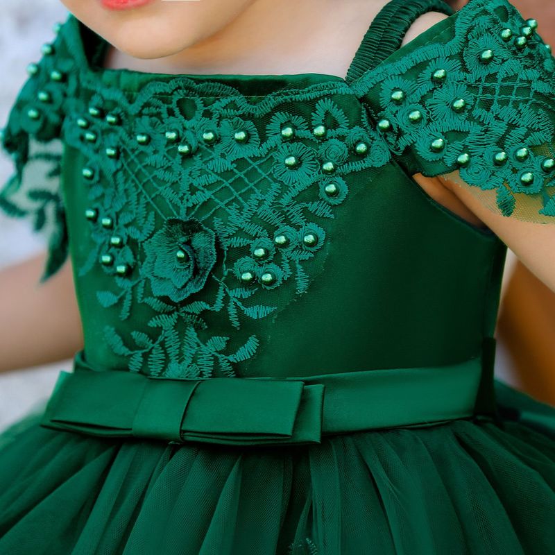 Babykleidung Mädchenkleid Kinderkleid Kleid CuHK Einreihiges, schulterfreies, mit Perlen besetztes Smoking-Laufstegkleid für Kinder_voghion.com