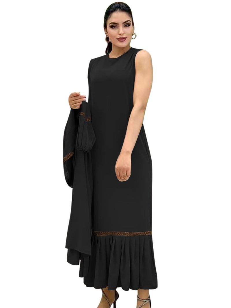Damkläder Enfärgad Pärlbesatt Ytterkostym Modern och Elegant Klänning_voghion.com