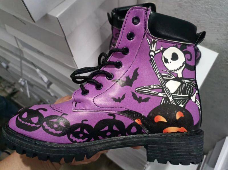 CMY-Women's Boots PU Women's Shoes Fashion Tooling Boots Large Size Printed Autumn Women's High Top Skull Pattern Martin Boots Women's_voghion.com