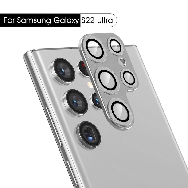Carcasă cu inel metalic pentru lentilă de cameră pentru Samsung Galaxy S22 Ultra, protectoare pentru cameră, lentilă pentru Galaxy S22 Ultra, sticlă pentru Samsung S_voghion.com