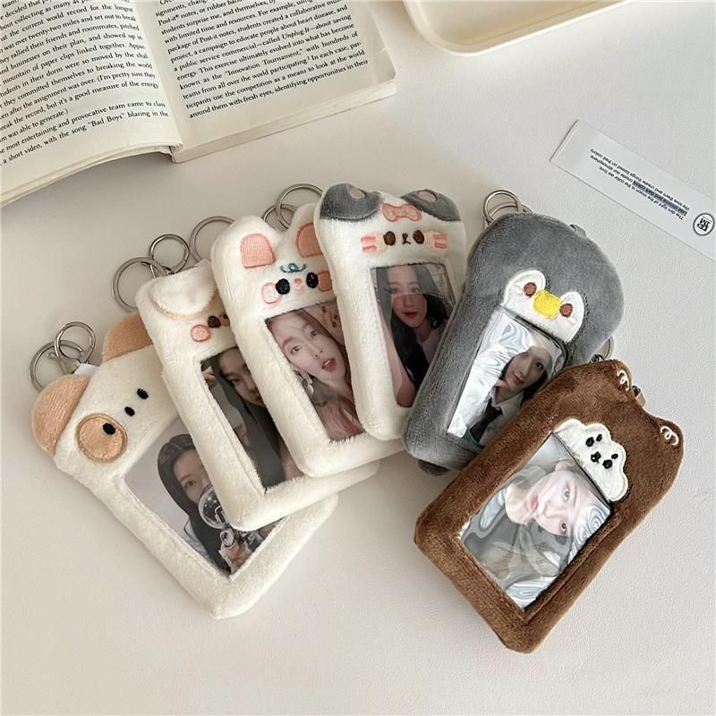 Bolsas femininas estilo original ins, filhote de cachorro fofo, porta-cartões de pelúcia, cartão de refeição do campus, cartão de ídolo, pingente para exibição de fotos_voghion.com